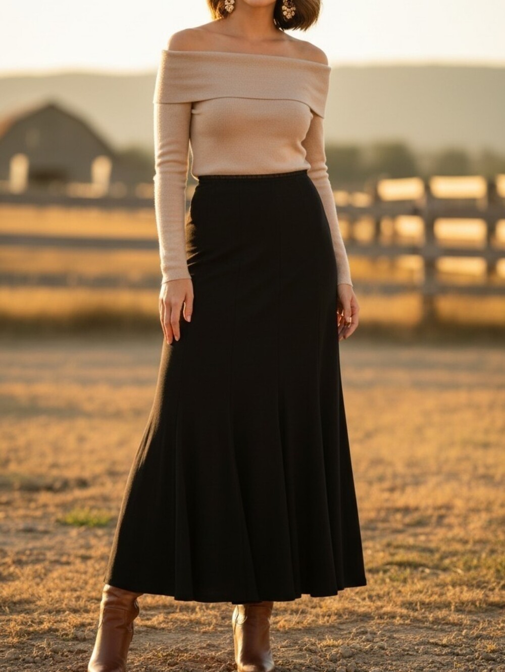 Vintage 90's Nueva Black Maxi Skirt With Flared Silhouette Made In Canada 🇨🇦